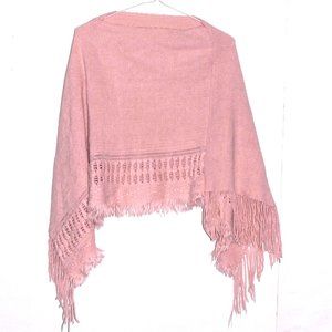 The Skyline  Pink Knitted Poncho Girls L (8-10)
